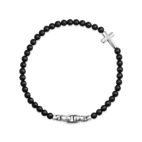 Spiritual Beads Cross Station Bracelet with Black Onyx