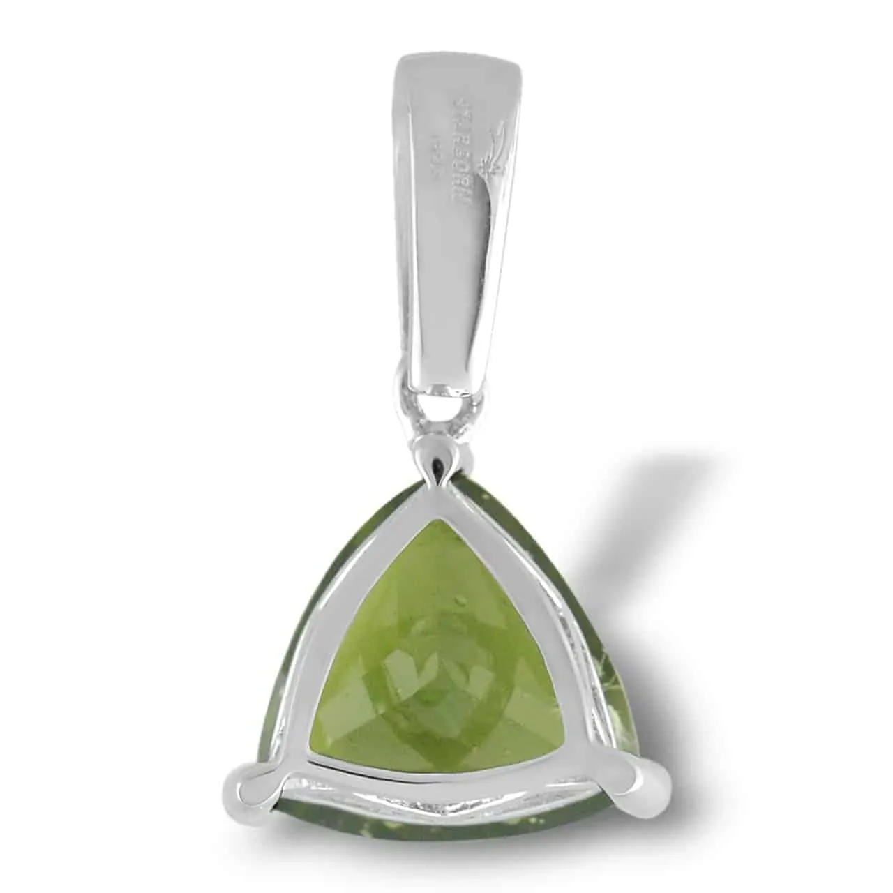 Starborn Creations Sterling Silver Natural Faceted Moldavite Trillion Pendant