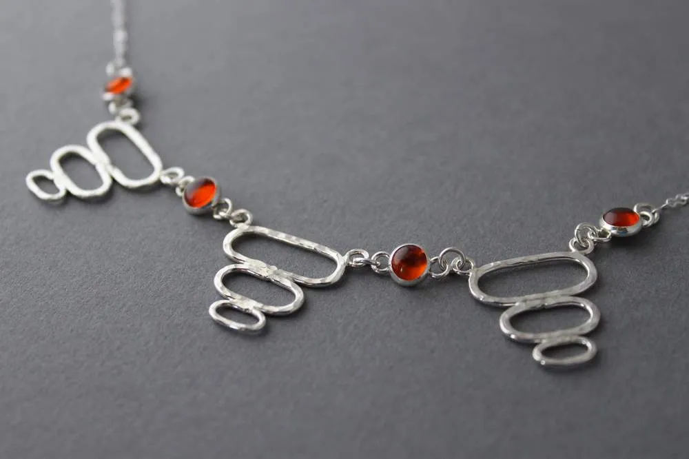 Sterling Amber necklace - handcrafted - Retro Bubbles