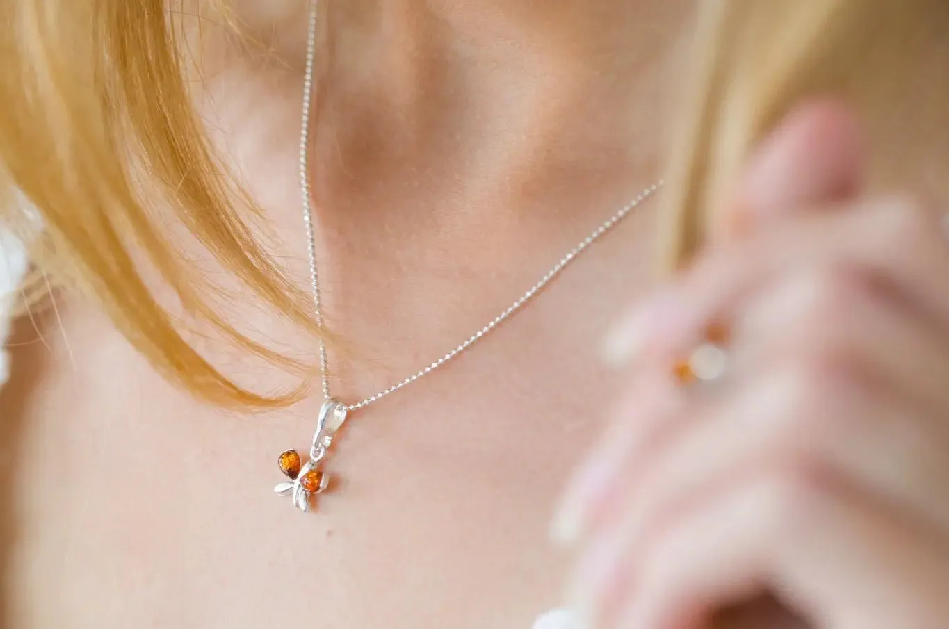 Tiny Amber Butterfly Necklace - Quirky and Cute Charm Accessory for Everyday Wear