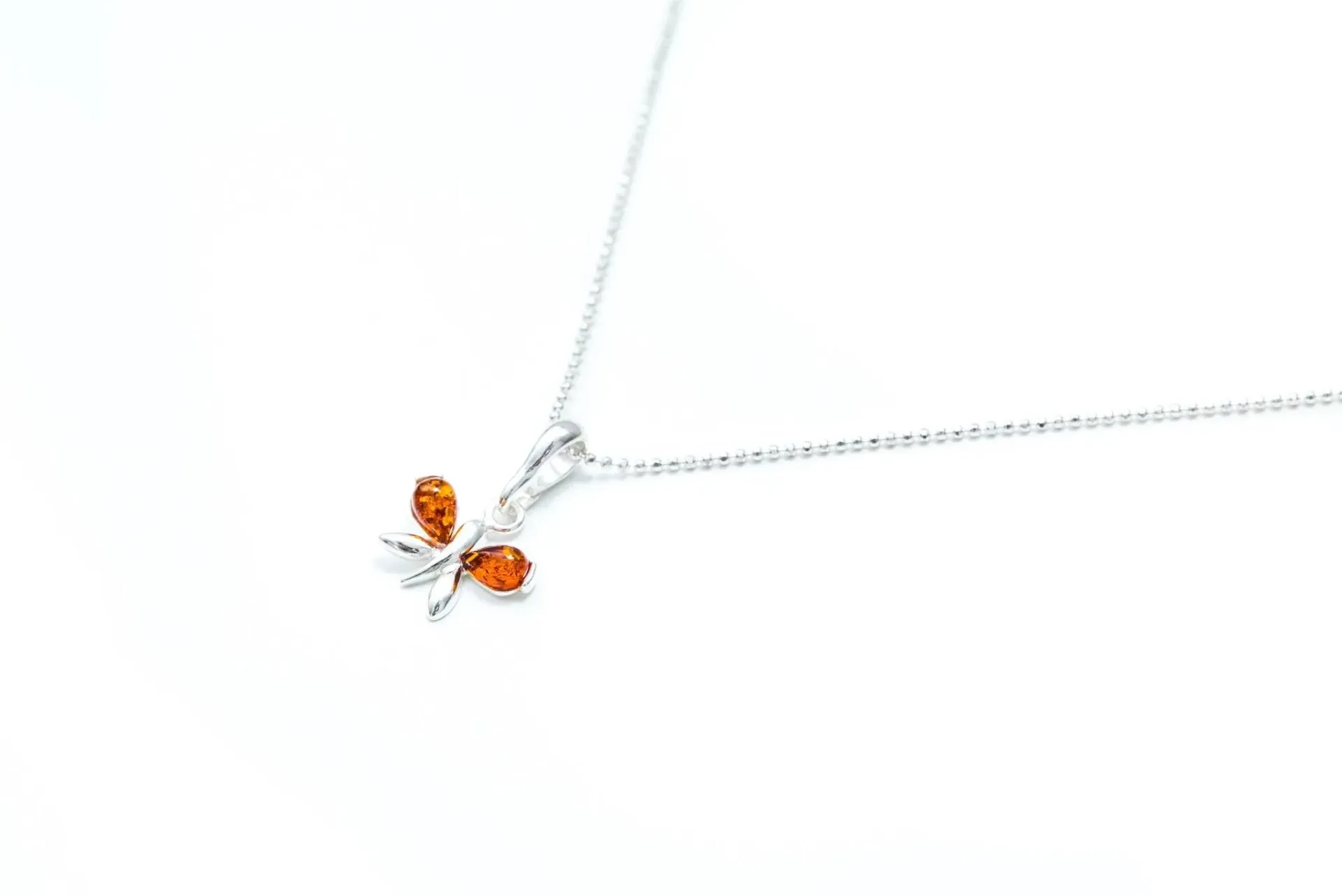 Tiny Amber Butterfly Necklace - Quirky and Cute Charm Accessory for Everyday Wear