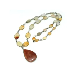 Vintage 1920s Art Deco Agate Silver Necklace