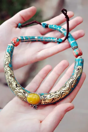 Vintage Amber and Turquoise Necklace