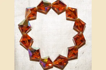 Vintage Czech Glass Beads - 1960s Topaz Faceted Bicones